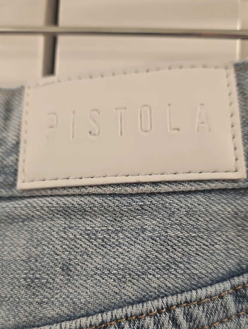 Pistola Presley High Rise Relaxed Roller Jeans.  Light Wash.  Very Distressed.
